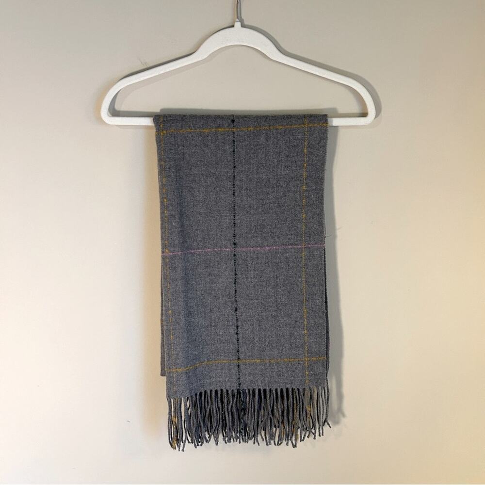 a new day Light Gray Yellow Pink Plaid Soft Oversized Shawl Wrap Winter Scarf